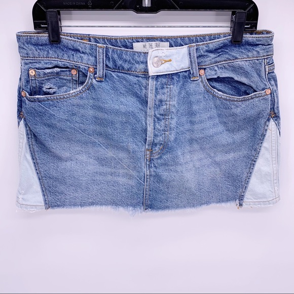 We the Free FP Denim Jean Skirt with Button Fly - Picture 1 of 8